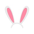 Hare ears mask isolated on white background. Easter bunny ears props for party or photo booth. Element for kids hare