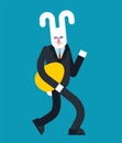 Hare and egg. Rabbit businessman. Easter Vector Illustration