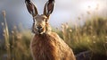 hare in the grass rabbit in the grass Royalty Free Stock Photo