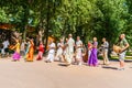 Hare Krishna followers dance in Moscow Gorky park