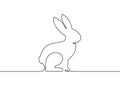 Hare, rabbit contour silhouette, one continuous line drawing. Simple abstract outline. Bunny side view for Easter