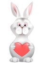 Hare or rabbit with heart-present Royalty Free Stock Photo