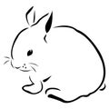 Hare rabbit silhouette of black color drawn with various lines. Design for zoo shop logo, emblem