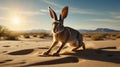 Desert Jackrabbit Running in Sand Dunes at Sunset Royalty Free Stock Photo