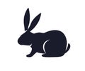 Hare silhouette. Easter bunny shape, shadow, profile. Black astrology and eastern horoscope symbol, rabbit icon of