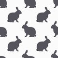 Hare silhouette seamless pattern. Rabbit meat background