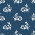 Hare silhouette seamless pattern