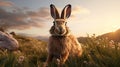 hare in the sunset rabbit in the sunset rabbit in the field