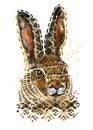 Hare watercolor illustration. forest animal. wild nature. wildlife. cute bunny rabbit