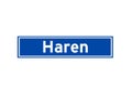 Haren isolated Dutch place name sign. City sign from the Netherlands.