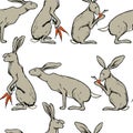 Hares seamless pattern