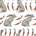 Hares seamless pattern