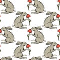 Hares seamless pattern