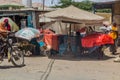 HARGEISA, SOMALILAND - APRIL 11, 2019: Money changer stall in Hargeisa, capital of Somalila