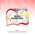 Hari Buku Nasional or Indonesia National Book Day with an open book Royalty Free Stock Photo
