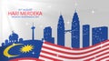 Hari Merdeka Malaysia or Malaysia independence day background with landmark buildings Royalty Free Stock Photo