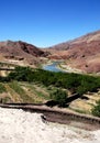 The Harirud River and farm near Chisht-e-Sharif in Herat Province, Afghanistan Royalty Free Stock Photo