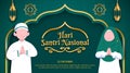 Hari santri nasional or Indonesian national Muslim student day with Islamic students