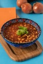Haricot bean is turkish traditional food with onions