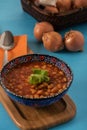 Haricot bean is turkish traditional food with onions