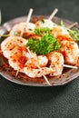 Harissa spice mix - morrocan red hot chilles with king prawns Royalty Free Stock Photo