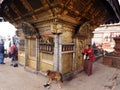 Hariti nepalese golden shrine or Ajima Hindu Gold Temple at Swayambhunath or Monkey Temple for nepali people foreign traveler