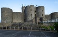 Harlech Castle from car-park in morning light Royalty Free Stock Photo