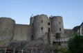 Harlech Castle from car-park in morning light Royalty Free Stock Photo
