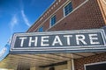 Downtown Harlem rural downtown Old style Columbia Movie Theater sign Royalty Free Stock Photo