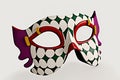 Harlequin carnival mask isolated on white background