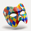 Harlequin carnival mask isolated on white background