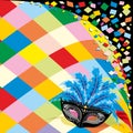 Harlequin Mask Carnival Confettis Party Background