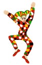 Harlequin, one of the principal characters of traditional italian comedy. Commedia dell\'arte. Vector isolated illustration