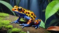 Harlequin poison dart frog, Oophaga histrionica, a small poisonous animal from the jungle of Colombia