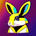 Harlequin Rabbit Animal Style Print Design Logo. Generative AI.