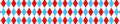 Harlequin seamless pattern. Blue, red and and white rhombus horizontal background. Circus, masquerade, carnival print