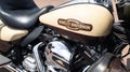 harley davidson detail motorbike with logo text and brand sign on fuel custom paint Royalty Free Stock Photo