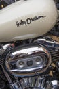 Logo detail on Harley Davidson motorcycle