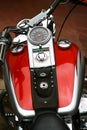 Harley Davidson front driver parts close up Royalty Free Stock Photo