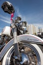 Harley-Davidson Heritage Softail motorcycle, featuring the triple headlight assembly Royalty Free Stock Photo