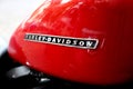 The Harley Davidson logo on a motorcycle tank