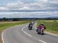 Harley Davidson Motorbikes on a Country Road near to Friockheim in Angus as part of the Brechin Harley Davidson in the City Meet.