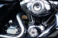Harley Davidson motorcycle engine in close up Royalty Free Stock Photo