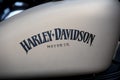 Logo detail on Harley Davidson motorcycle