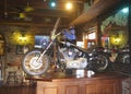 A Harley Davidson Motorcycle On Top of A Bar