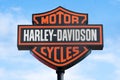 Harley Davidson Motorcycles Street Signage against blue sky