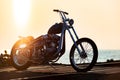 Harley Davidson Panhead at sunset Royalty Free Stock Photo