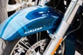 2022 Harley-Davidson Road Glide Limited Motorcycle on asphalt parking at spring day - close side view on fender