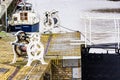 Harlingen, Netherlands - January 10, 2020. Old mechanism for opening lock chamber on water canal