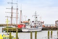 Harlingen, Netherlands - January 10, 2020. Port Nieuwe Willemshaven near downtown in winter